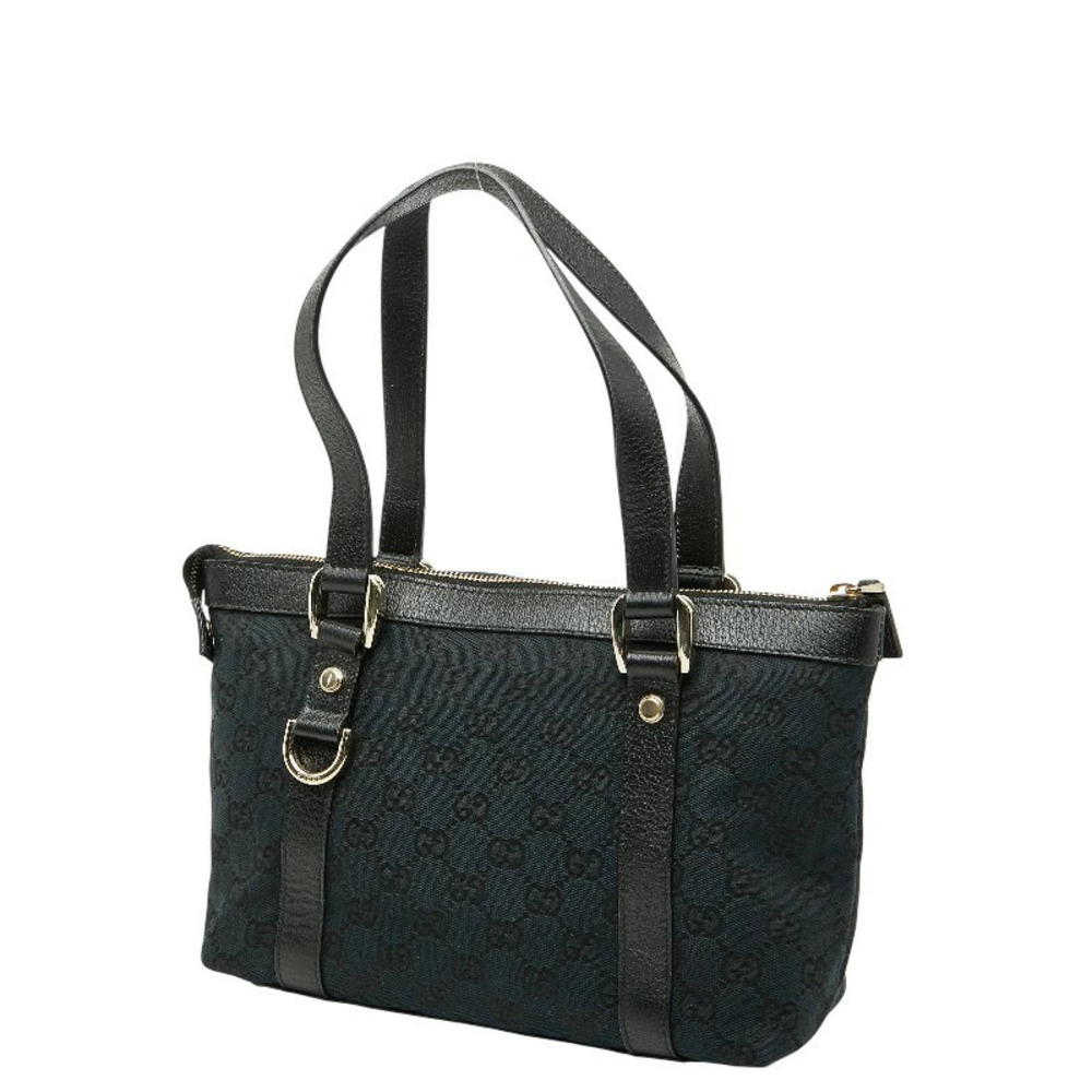 Gucci GG Leather Canvas Handbag Black Abbey